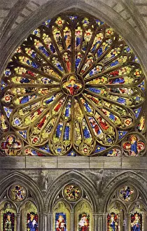 Städte Und Gemeinden Drucke: Westminster Abbey, London - Die Rosenfenster im Südtranszept