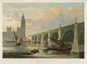 Victorian London Landmarks Drucke: Westminster Bridge 1858