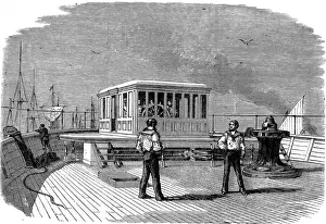 Great Eastern Steamship Drucke: Wheelhouse of the Great Eastern, 1859