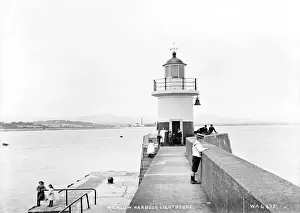 Early 1900s Irish Photography Drucke: Wicklow Harbour Lighthouse