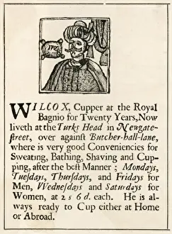 Historical Medical Equipment Drucke: Wilcox the Cupper / Advert