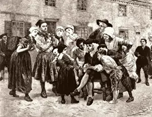 Drucke von Wilhelm Hoggart (* 1697; † 1764), Künstler, Zeichnung im Straßenverkehr zu Queensborough und Aufforderung von Passanten auf sich aufmerksam. Datum: um das Jahr 1730 William Hogarth Drucke: Wiliam Hoggart zeichnet in Queenboro'