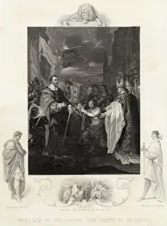 William The Conqueror Portrait Drucke: William Receives Crown