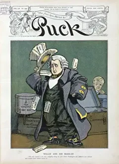 Puck Magazine Illustrations Online Drucke: Willie and his make-up