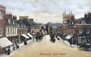 Dorset Drucke: Wimborne Minster, Dorset - Die Hauptstraße