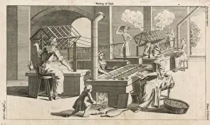 Historical Textile Industry Drucke: Winding Silk