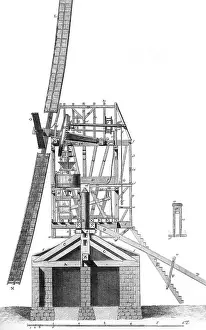 Windmill In France Drucke: Windmill in 18th C