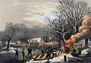 American Winter Scene Drucke: Winter Evening