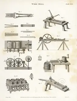 Abraham Rees Cyclopedia Prints Online Drucke: Wire mill, 19th century