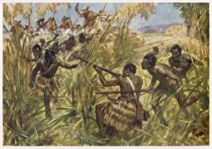 19th Century Warfare Drucke: Witchell / Maori Attack