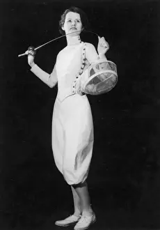 Fechten Drucke: Frau Fechten 1930