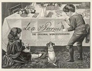 Drucke von Ein Werbeschirm für die Lea-Perrin-Original-Worcester-Sauce Worcester Drucke: Worcestersauce-Werbung