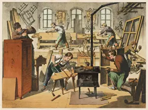Carpenter Workshop Drucke: Workshop of a carpenter and joiner