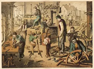 Woodworking Industry Drucke: Workshop of a cartwright