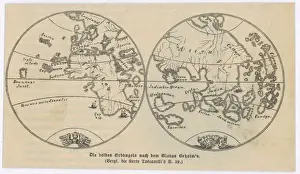 Rare Historical Maps Drucke: World Map / Behaim 1492
