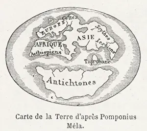 Ancient Geography Maps Drucke: World Map c. 50AD