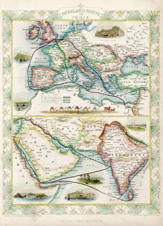 Indien Drucke: Weltkarte/Überlandindien