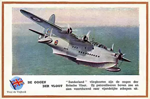 Historische Plakate Drucke: WW2 - Britische RAF-Flugboot Sunderland