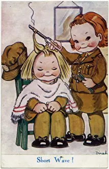 Auxiliary Territorial Service ATS Drucke: WW2 Comic Postcard - Short Wave