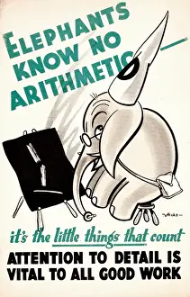 WW2 Poster Drucke: WW2 poster, Elephants know no arithmetic