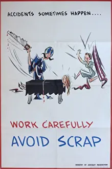 WW2 Poster Drucke: WW2 poster, Work carefully, avoid scrap