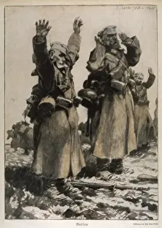 Drucke von Russische Soldaten kapitulieren den Deutschen Kriegsgefangene Drucke: WWI / Russen kapitulieren