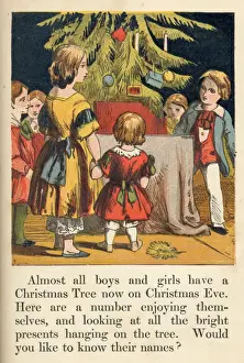 Vintage Xmas Decorations Drucke: Xmas Tree in Action 1867