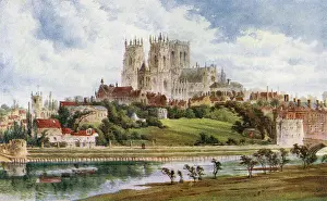 England Drucke: Königshaus (Minster) in York, weit entfernt