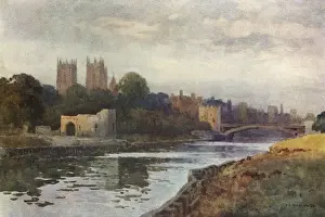 Drucke von Ein entfernter Blick auf York vom Fluss Ouse, Datum: um 1909 York Drucke: York von der Ouse