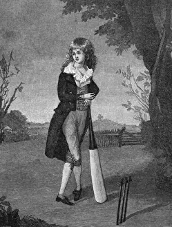 Historical Cricket Images Drucke: A Young Cricketer