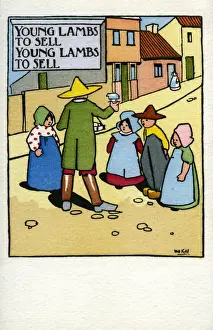 Nursery Rhyme Characters Drucke: Young lambs to sell