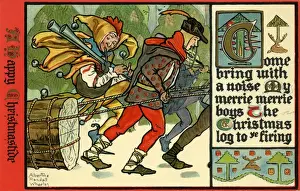 Historical Christmas Images Drucke: The yule log