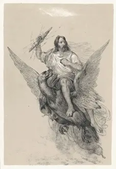 Ancient Greek Art Prints Drucke: Zeus on his eagle with thunderbolt in hand