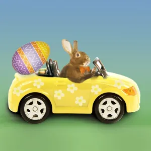 Ostern Drucke: Eierhase mit Auto fährt auf digitaler Ebene in Los Angeles