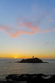 West Country Scenery Drucke: Godrevy - Sunset - Cornwall - UK