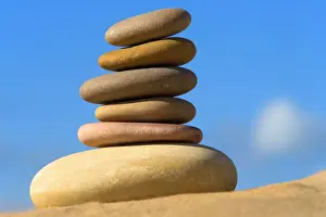 Country Landscape Photography Drucke: Pebbles - piled on top of each other - Morocco