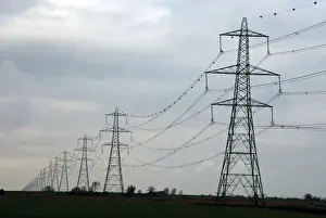 European Landscape Photography Drucke: Pylon line Norfolk, UK