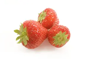 Fresh Fruits Photography Drucke: Strawberries - three in studio