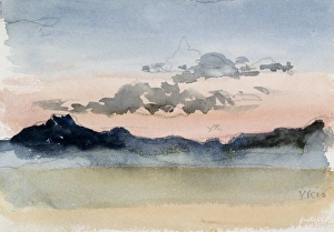 Drucke von 1860 Sonnenfinsternisbeobachtung. Zeichnung des britischen Künstlers Joseph Bonomi der Jüngere (1796-1878) von dem dunkel werdenden Himmel während der totalen Sonnenfinsternis vom 18. Juli 1860 Bilder Datiert 2012 Oktober: 1860 Sonnenfinsternisbeobachtung Kunstwerk