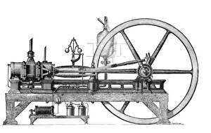Vintage Industrial Machinery Drucke: 19th Century internal combustion engine