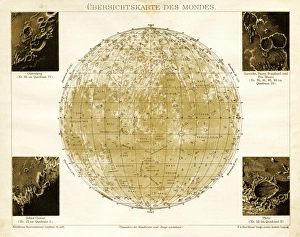 Drucke von Karte der Mond Oberfläche, 1892. Diese lunare Karten zeigen die Farbgebung der Oberfläche und Positionen der Krater Bilder Datiert 2004 Dezember: Karte des Mondes aus dem 19.Jahrhundert