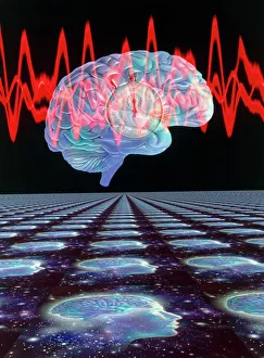 Verwandte Bilder Drucke: Abstrakte Kunstwerk des menschlichen Gehirns und der EEG-Hirnwellen