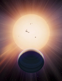 Computer Artwork Space Drucke: Alien planet and star, artwork