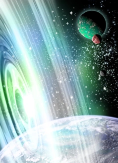 Space Exploration Illustrations Drucke: Alien planets and space warp, artwork