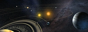 Computer Generated Artwork Drucke: Alien solar system, artwork