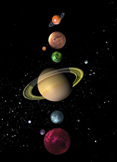 Space Exploration Illustration Drucke: Alien solar system, artwork F005 / 0431