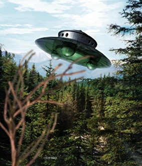 UFOs Drucke: Unerkundliches Raumschiff