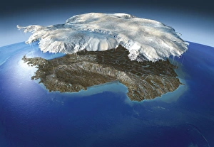 Antarctic Peninsula Geography Drucke: Antarctic continent and ice cap, artwork