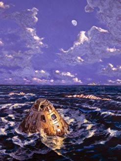 Drucke von Die Landung der Apollo-Mission im Meer: Kunstwerk eines Apollo-Moduls auf dem Meeresgrund nach einer Landung (Wasserland) Bilder Datiert 2004 November: Mondmission-Wasserlandung