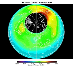 Bilder Datiert 13. Juni 2005: Die Verteilung der Ozonwolken im Arktis